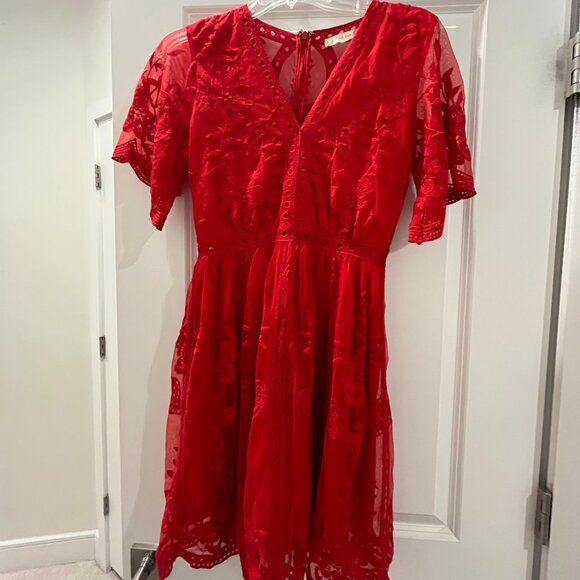 Altar'd State Short Sleeved Red Dress Size Small - Picture 1 of 3